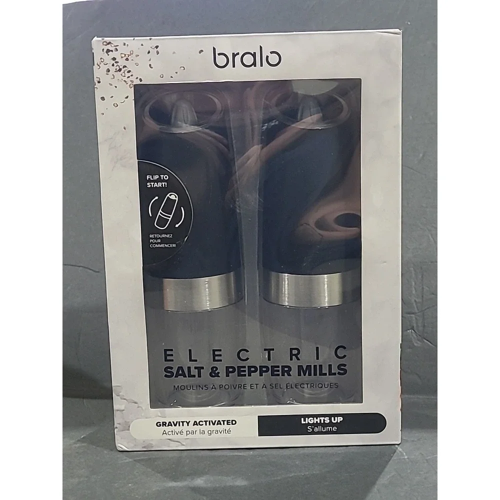 Bralo Gravity Activated Salt & Pepper Grinder Set With LED Light.